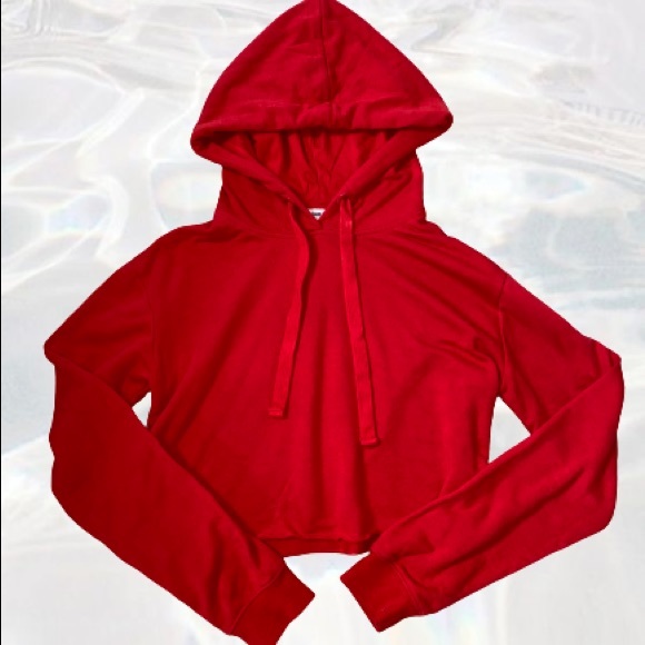 Red cropped hoodie sweater - Picture 1 of 3